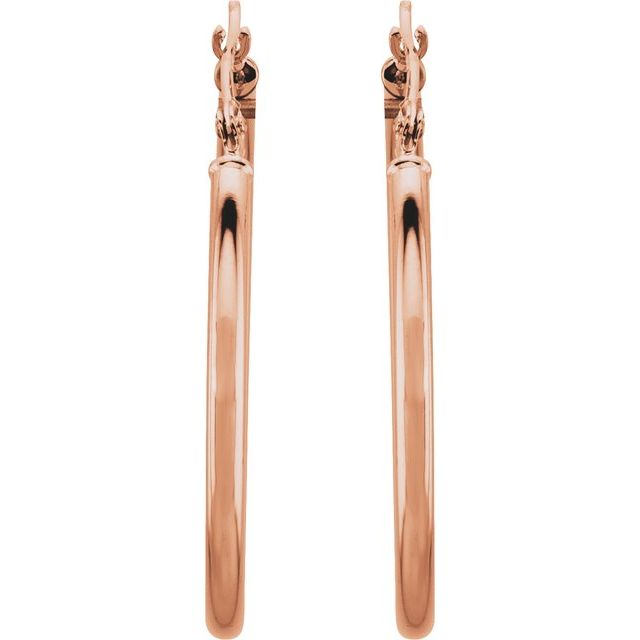 14K Gold Round Tube Hoop Earrings