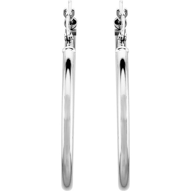14K Gold Round Tube Hoop Earrings