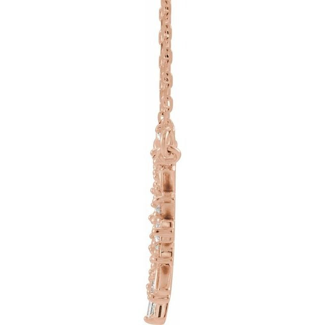 Natural Diamond Circle Baguette 16"-18" Necklace in 14K Gold