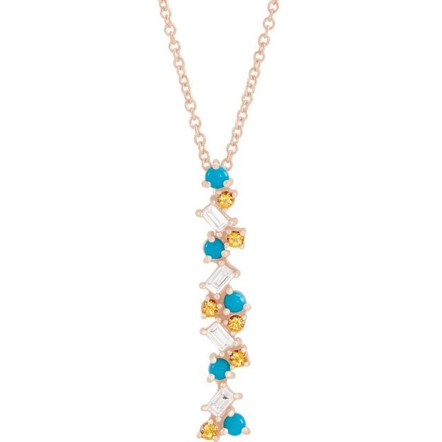 Honey Passion Topaz, Turquoise, Diamonds