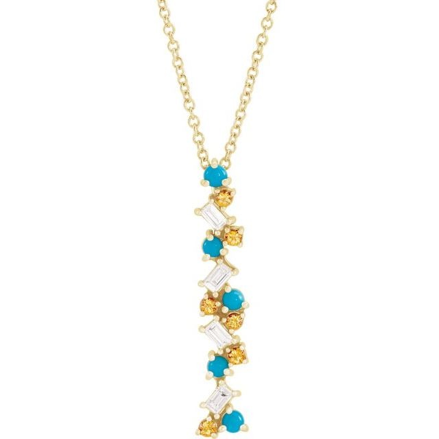 Honey Passion Topaz, Turquoise, Diamonds