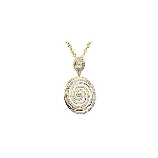 14K Yellow/White with Natural Diamond Circle 18" Necklace