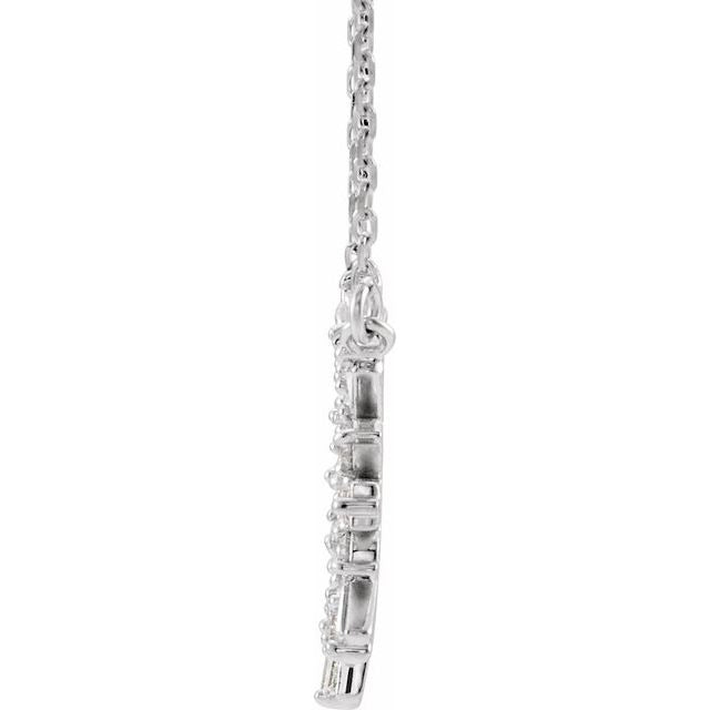 Natural Diamond Circle Baguette 16"-18" Necklace in 14K Gold