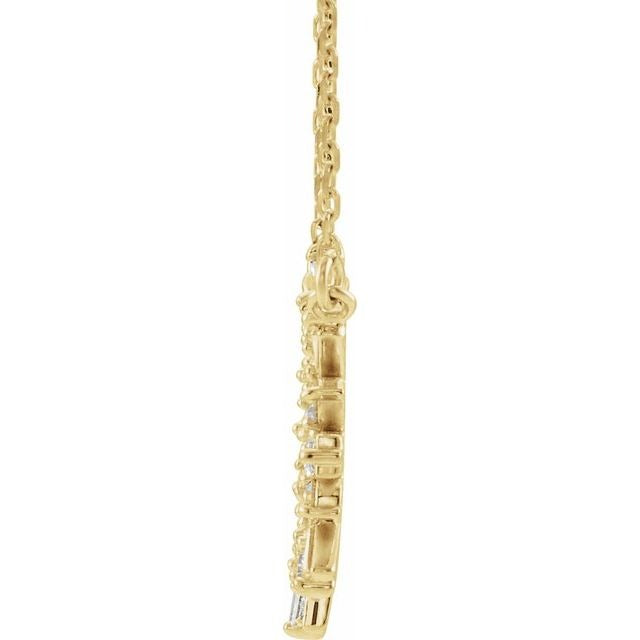 Natural Diamond Circle Baguette 16"-18" Necklace in 14K Gold