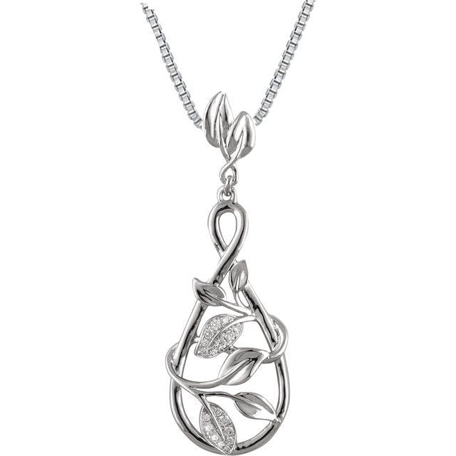 14K White 1/10 CTW Natural Diamond Floral 18" Necklace