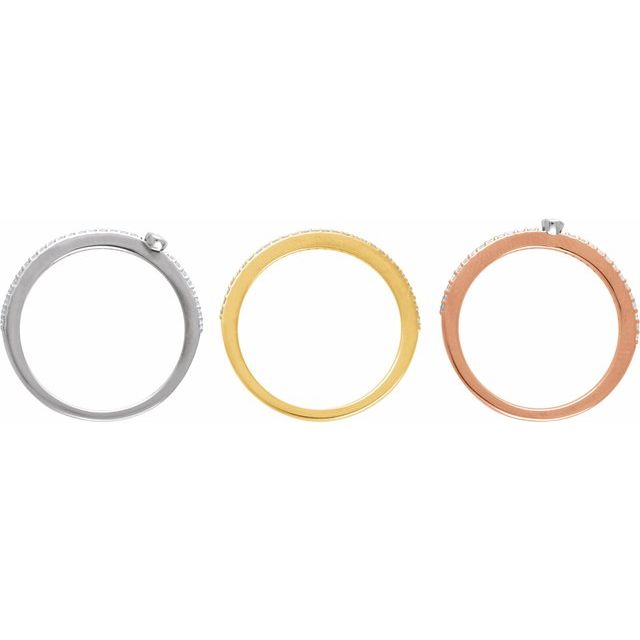 14K Yellow/White/Rose 3/8 CTW Natural Diamond Stackable Rings - Set of 3