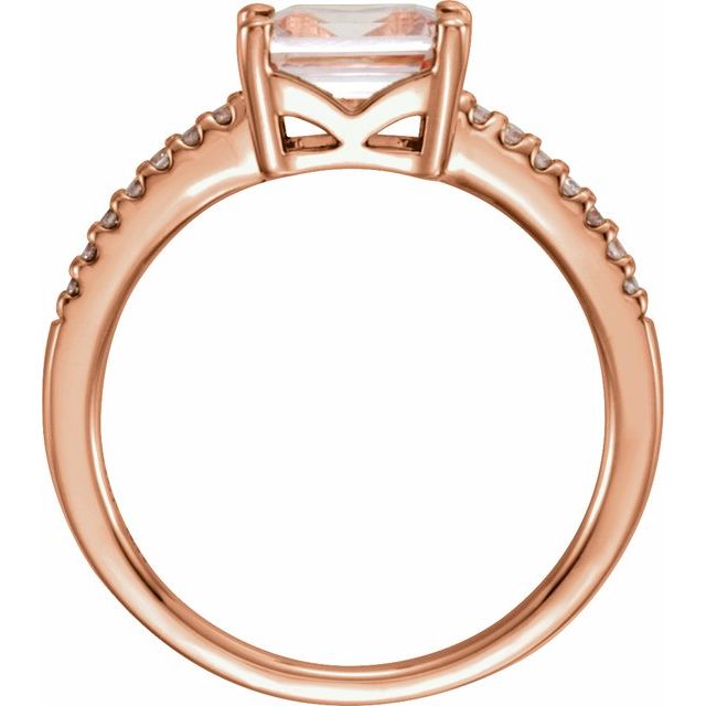 14K Rose Natural Pink Morganite & 1/10 CTW Natural Diamond Ring