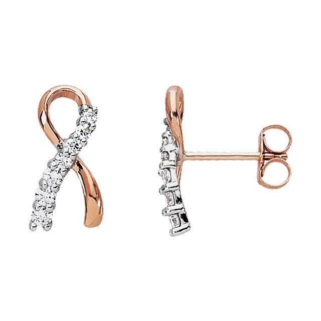 Rhodium-Plated 14K Rose 1/3 CTW Natural Diamond Earrings