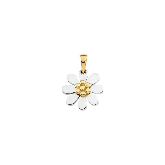 14K White Floral Pendant